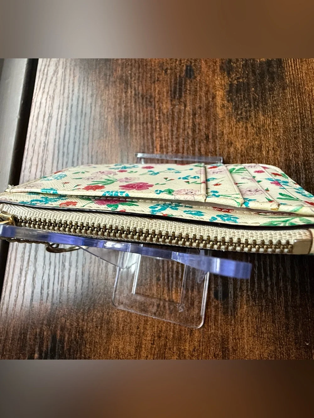 kate spade White Floral Zip Wallet with Multi-Color Blooms